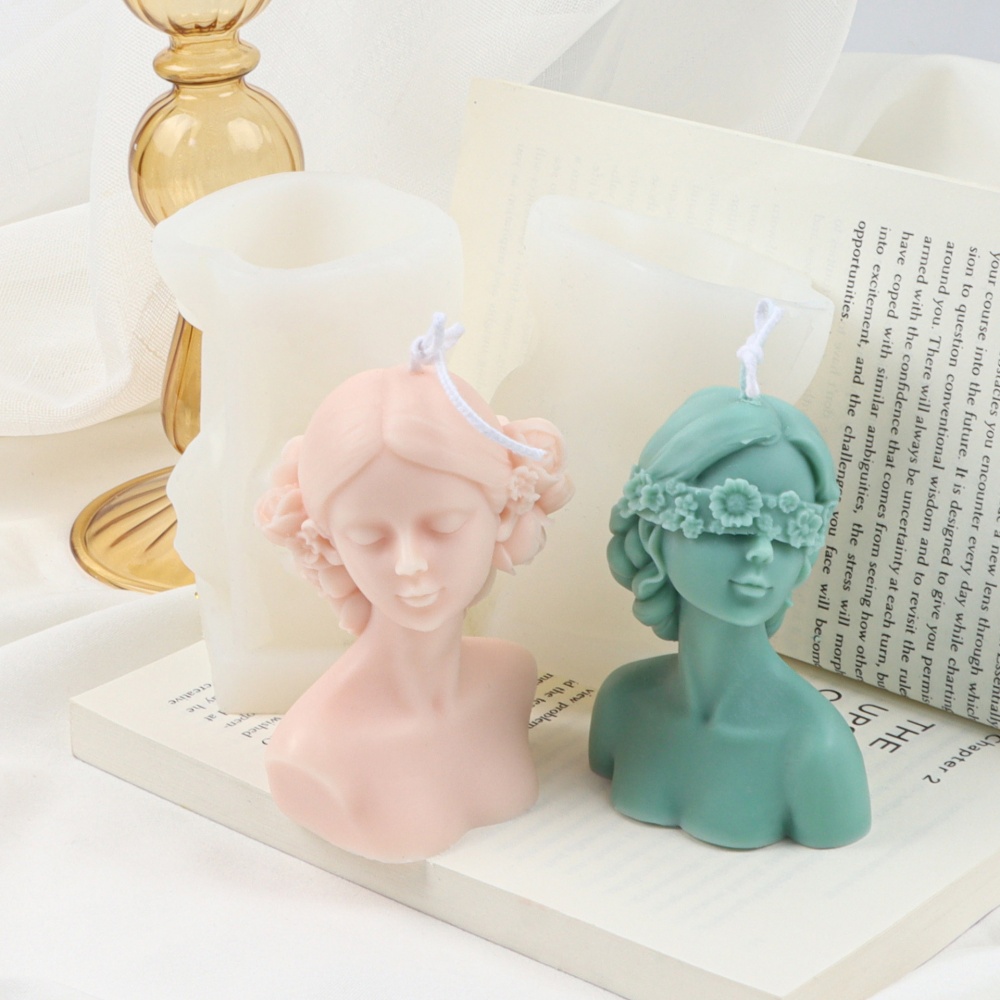 Soap Making Art - Flower Shape Blindfold Girl Silicone Candle